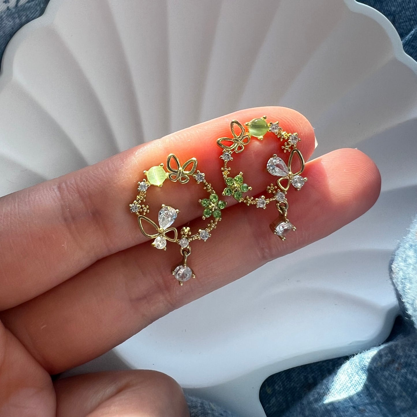 Gold Butterfly Diamond Drop