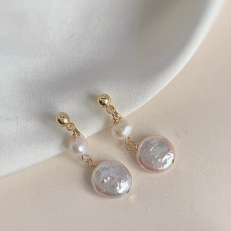Double Freshwater Pearl Drop Clip-On Earrings