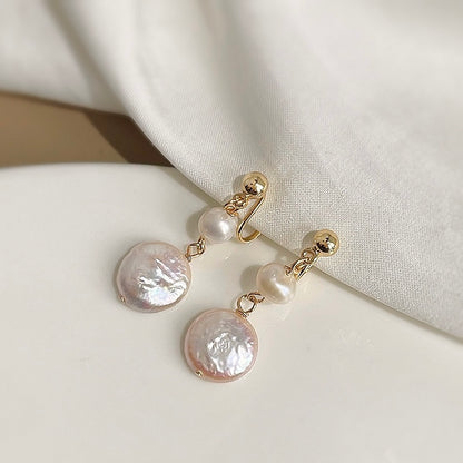 Double Freshwater Pearl Drop Clip-On Earrings