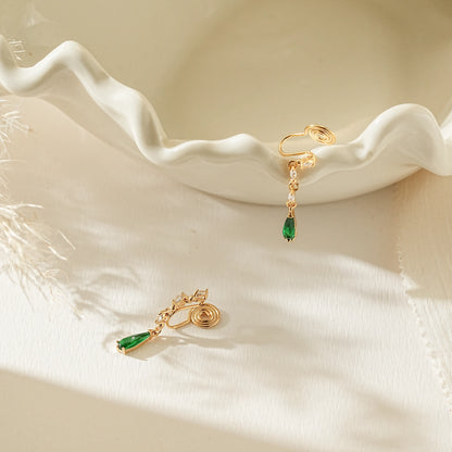 Side view showing the adjustable, pinch-free clip-on back for unpierced ears.